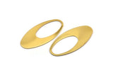 Gold Ellipse Charm, 2 Gold Plated Brass Ellipse Shape Charms Without Hole, Findings (49x24x0.70mm) D0813