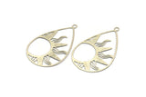 Silver Drop Charm, 6 Antique Silver Plated Brass Sun Charms With 1 Loop, Findings (47x30x0.30mm) D1688