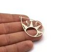 Silver Drop Charm, 6 Antique Silver Plated Brass Sun Charms With 1 Loop, Findings (47x30x0.30mm) D1688