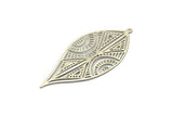 Silver Leaf Charm, 4 Antique Silver Plated Brass Leaf Charms With 1 Loop, Findings (58x25x0.40mm) D1663