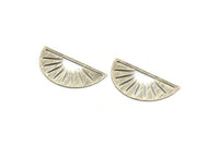 Silver Sun Blank, 4 Textured Antique Silver Plated Brass Semi Circle Blanks (36x17x0.60mm) M02073