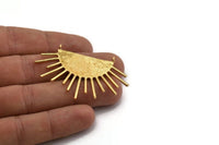 Moon and Sun, Gold Plated Brass Textured Crescent Moon and Semi Sun Ethnic Pendant With 2 Loops, Findings, Charms (54x35x1mm) BS 1936