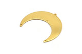 Gold Moon Charm, Gold Plated Brass Crescent Moon Charm With 1 Loop And 3 Holes, Stamping Blanks (50x17x0.90mm) M825