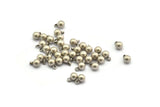Silver Ball Charm, 8 Antique Silver Plated Brass Ball Charms With 1 Loop (4mm) D1718