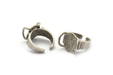 Huge Ring Setting, Antique Silver Plated Brass Gorgeous Ring Settings With 2 Claws, Ring Blanks (14.5x12.5x1.2mm) BS 1911