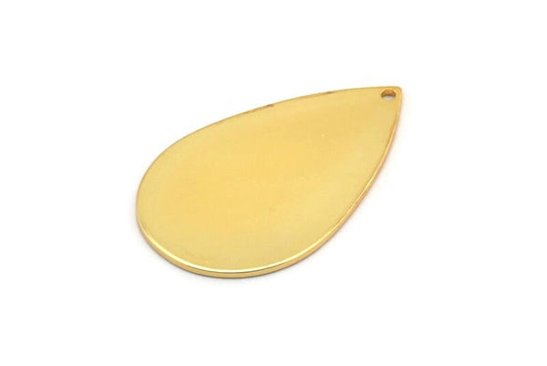 Gold Drop Charm, 2 Gold Plated Brass Drop Charms With 1 Hole, Earrings, Findings (31x20x0.80mm) D0818