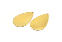 Gold Drop Charm, 2 Gold Plated Brass Drop Charms With 1 Hole, Earrings, Findings (31x20x0.80mm) D0818