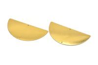 Gold Half Moon, Gold Plated Brass Semi Circle Blank With 2 Holes, Charms, Earrings, Pendants (70x34x0.6mm) D0798