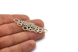 Silver Irregular Charm, 2 Antique Silver Plated Brass Irregular Charms Without Hole, Findings (56x17x0.80mm) D1339