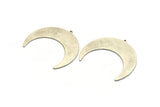 Silver Moon Charm, 2 Antique Silver Plated Brass Crescent Moon Charms With 1 Loop, Stamping Blanks (50x17x0.90mm) M822