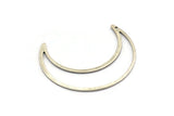 Silver Moon Charm, 4 Antique Silver Plated Brass Crescent Moon Charms With 1 Hole (50x15x0.90mm) M921