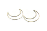 Silver Moon Charm, 4 Antique Silver Plated Brass Crescent Moon Charms With 1 Hole (50x15x0.90mm) M921