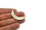 Silver Moon Blank, 4 Hammered Antique Silver Plated Brass Crescent Moon Blanks Without Holes (42x10x0.80mm) D1216