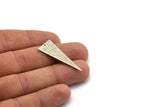 Silver Triangle Charm, 6 Textured Antique Silver Plated Brass Triangle Charms With 1 Hole, Earrings, Findings (37x15x0.80mm) D1404