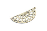 Silver Semi Circle, 8 Antique Silver Plated Brass Half Moon Charms With 1 Loop, Earrings, Findings (37x18x0.40mm) D1420