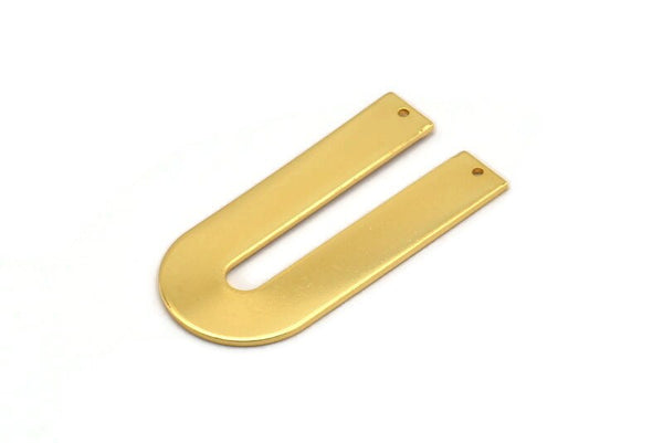 Gold Geometric Charm, Gold Plated Brass U Shaped Pendant With 2 Holes, Charms, Findings (45x22x1mm) D1010
