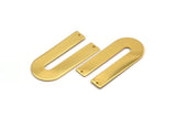Gold Geometric Charm, Gold Plated Brass U Shaped Pendant With 2 Holes, Charms, Findings (45x22x1mm) D1010