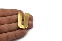 Gold Geometric Charm, Gold Plated Brass U Shaped Pendant With 2 Holes, Charms, Findings (45x22x1mm) D1010