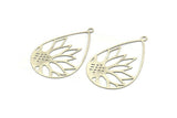 Silver Drop Charm, 6 Antique Silver Plated Brass Flower Charms With 1 Loop, Findings (47x30x0.30mm) D1675