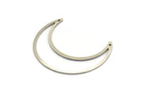 Silver Moon Charm, 4 Antique Silver Plated Brass Crescent Moon Charms With 2 Holes (50x15x0.90mm) M846