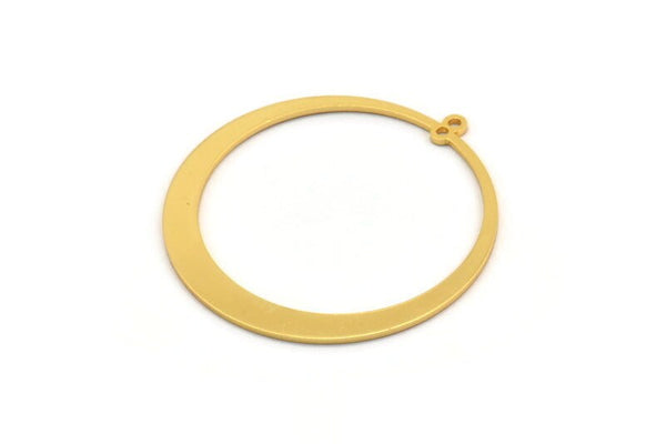Gold Circle Charm, Gold Plated Brass Circle Charm With 2 Loops, Earrings, Findings (48x45x1mm) D870 Q0698