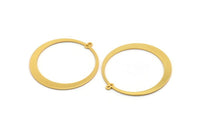 Gold Circle Charm, Gold Plated Brass Circle Charm With 2 Loops, Earrings, Findings (48x45x1mm) D870 Q0698