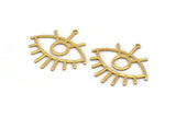 Gold Eye Charm, 2 Gold Plated Brass Eye Charms With 1 Loop, Pendants, Earrings (36x33x1mm) D992