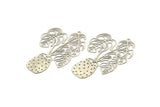 Silver Flower Charm, 4 Antique Silver Plated Brass Flower Charms With 1 Loop, Findings (52x33x0.30mm) D1677