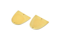 D Shaped Charm, 4 Gold Plated Brass D Shaped Connectors With 2 Holes, Earrings, Findings (20x20x0.50mm) D0806