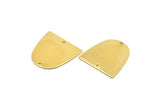 D Shaped Charm, 4 Gold Plated Brass D Shaped Connectors With 2 Holes, Earrings, Findings (20x20x0.50mm) D0806