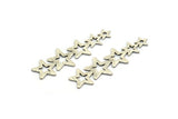 Silver Star Charm, 6 Textured Antique Silver Plated Brass Star Charms With 1 Hole (45x14x0.80mm) D1533
