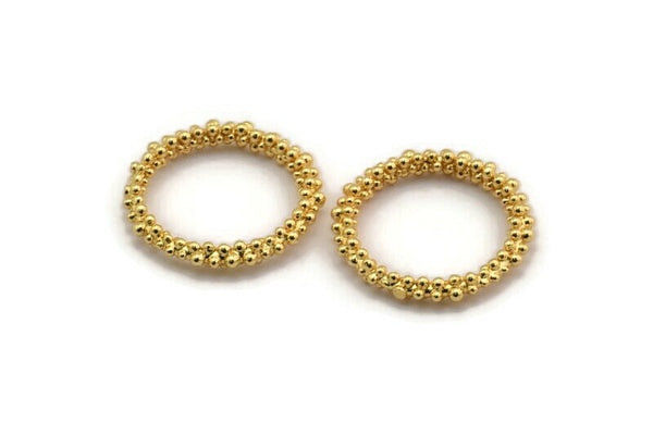 Gold Circle Connector, Gold Plated Brass Circle Connector Closed Ring (25x3.5mm) N1721