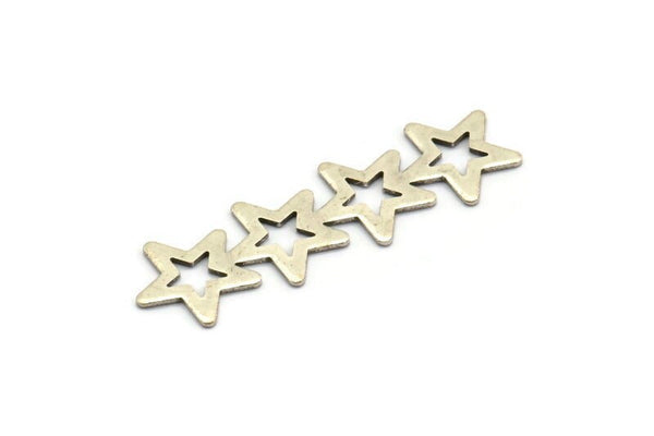 Silver Star Blank, 6 Antique Silver Plated Brass Star Blanks, Earrings, Findings (45x13x0.80mm) D1202