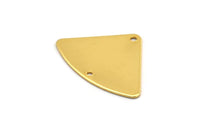 Gold Geometric Charm, 4 Gold Plated Brass Fan Connectors With 2 Holes, Earrings, Findings (18x26x0.60mm) D904