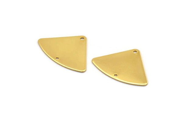 Gold Geometric Charm, 4 Gold Plated Brass Fan Connectors With 2 Holes, Earrings, Findings (18x26x0.60mm) D904