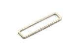 Silver Rectangle Charm, 6 Antique Silver Plated Brass Open Rectangle Connectors (10x40x1.5mm) D1647
