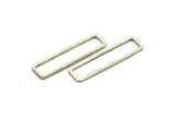 Silver Rectangle Charm, 6 Antique Silver Plated Brass Open Rectangle Connectors (10x40x1.5mm) D1647