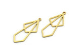 Brass Diamond Charm, 24 Raw Brass Diamond Shaped Charms With 1 Loop, Pendant Findings (33x13x0.80mm) A5703