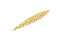 Gold Leaf Charm, 4 Gold Plated Brass Leaf Earring Charms With 1 Hole (60x10mm) D0631