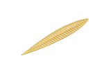 Gold Leaf Charm, 4 Gold Plated Brass Leaf Earring Charms With 1 Hole (60x10mm) D0631