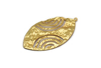 Gold Oval Pendant, 2 Gold Plated Brass Hammered Oval Pendants With 1 Loop, Charms, Earrings, Findings (49x28x0.50mm) D0762