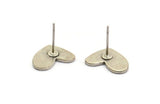 Silver Heart Earring, 6 Antique Silver Plated Brass Heart Stud Earrings (14x11x1mm) M854 A2238