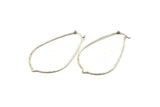 Silver Drop Earring, 2 Antique Silver Plated Brass Drop Wire Earring Findings (68x40x1mm) D1315