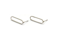 Silver Oval Earring, 8 Nickel Free Plated Brass Oval Stud Earrings (20x6x0.8mm) BS 1857 A1786 H0888