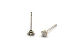Silver Star Earring, 8 Antique Silver Plated Brass Star Stud Earrings (4mm) D1406