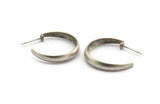 Silver Circle Earring, 2 Antique Silver Plated Brass Circle Stud Earrings (25x4x1.2mm) D1283