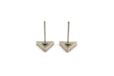 Silver Triangle Earring, 8 Antique Silver Plated Brass Triangle Stud Earrings (8mm) D1465