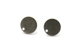Silver Round Earring, 8 Antique Silver Plated Brass Round Stud Earrings With 1 Hole (11x0.80mm) M02556 A0071