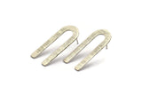 U Shape Earring, 6 Textured Antique Silver Plated Brass U Shaped Stud Earrings (30x13x0.80mm) M167 A1592