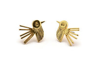 Gold Bird Earring, 2 Gold Plated Brass Bird Stud Earrings (20x15x1.5mm) N1688 H0929